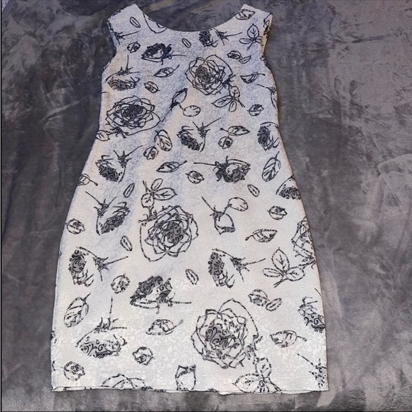 Floral print white midi tight dress - Picture 1 of 5